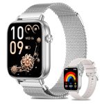 Fitonme Smart Horloge voor Dames Beantwoord/Voer Oproepen Uit, 1,83" HD Fitness Tracker met Hartslag, Slaapmonitor, Stappenteller, 100+ Sporten, IP68 Waterdicht Smartwatch voor Android iOS, Zilver