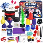 DINORUN Magische Trucs-Kinder Goochelset met Toverhoed & Toverstaf & Instructies voor Kinderen, Speelgoed voor Jongens Meisjes van 6 7 8 9 10 11 12 Jaar Oud, 75+ Trucs