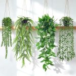 Der Rose 4 stuks nepplanten hangende kunstmatige klimop wijnstok faux eucalyptus hangende planten, Boston varen, parelsnoer voor woonkamer esthetische slaapkamer boho keuken wandplank indoor outdoor