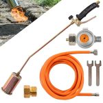Fepro Gasbrander vlammenwerper, incl. 4,5 m slang, 4 bar drukregelaar en accessoires, 58 kW - ideaal voor onkruidverbranding, aansteker, lassen van bitumen dakbedekkingen enz.