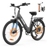 GaleRun 26" E-bike voor woon-werkverkeer en stadsritten, hydraulische remmen, actieradius tot 120 km,7 versnellingen, uitneembare 36V 13Ah accu, maximale snelheid 25 km/u, IP65 (Grijs)