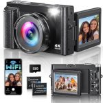 4K digitale camera 64 MP met Wi-Fi, 16X digitale zoom, 180° klaplend scherm, autofocus, vlogging-camera met selfie, compacte WiFi-camera met 32 GB-kaart, 2