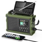 Handkrukradio DAB/DAB+/FM met 12000 mAh Accu, Noodradio met 8500 mm² Zonnepaneel, Handkruk Blackout Nooduitrusting, Digitale Radio met Bluetooth 5.0, Zaklamp & Leeslamp voor Buiten, Kamperen
