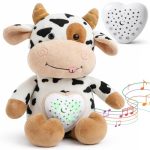 Witte pluche dier, voor baby's, 15 melodieën, zelftimer en wijndetector, USB-lading inbegrepen, slaaphulp voor pasgeborenen, babycadeau
