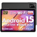 Beste budget tablet 10 inch Tablets met 18GB RAM + 128GB ROM, Android 15 Tablet, 6000mAh
