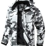 UTWGN Ski-jas voor heren, winter, warme sneeuwjas, waterdicht, windjack, capuchon, werk, bovenkleding, snowboardjassen, Zwarte Camo, L