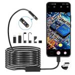 Beste mobiel met camera Pancellent 1920P Dual Lens Snake Inspection Borescope, Type C Endoscoop, Scope Camera met 8 LED-lampjes voor Android en iOS Smartphone, iPhone, iPad, Samsung (16,5 FT/5M)