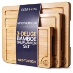 Deer & Oak bamboe snijplank set 3-delig - voorgeolied met sapgroef