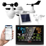 Beste weerstation VEVOR Professioneel draadloos weerstation, 7-in-1 op zonne-energie, 7,5 inch display, 150 m transmissiebereik, buitensensor voor windsnelheid, windrichting, temperatuur, luchtvochtigheid, neerslag