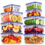 KICHLY Plastic Luchtdichte Voedselopslagcontainer, Plastic voedselcontainers voor keuken, pantry – Microgolfoven- en Diepvriesbestendig, Lekvrij - BPA-Vrij (Blauw, 18)