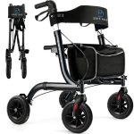 Safe Age® Rollator lichtgewicht en opvouwbaar - zitfunctie - voor binnen en buiten - Rugleuning en wandelstok houder