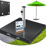 Beste parasolvoet KESSER Graniet parasolstandaard met roestvrijstalen buis, hoogwaardige parasolvoet vierkante sokkel 30 kg - voor parasolstokken tot 16-48 mm, incl. transportgreep, tuin, balkonparaplustandaard