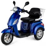 VELECO ZT15 - 3 wiel scootmobiel - volledig gemonteerd en klaar voor gebruik - automatische elektromagnetische rem - LED snelheidsmeter (BLAUW)