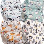 Beste wasbare luiers Littles and Bloomz Herbruikbare baby pocketluier, standaard drukknoop, 4 luiers, FLP2-0406