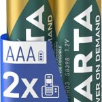 Beste batterij telefoon VARTA Batterijen AAA, oplaadbaar, 2 stuks, Recharge Accu Phone, 800 mAh
