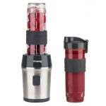 H.Koenig Mini Blender/Smoothie Maker Compact SMOO9, 570 ml, BPA-vrij, 300W, Krachtig, 2 flessen met reisdeksel, 4 roestvrijstalen messen, Zwart