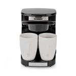 Beste kleine koffiezetapparaat Melissa Compact koffiezetapparaat, 2 porseleinen kopjes, 0,25 l, 450 W, energiebesparend, automatische uitschakeling, herbruikbaar nylonfilter, ideaal voor camper, vakantiehuis en kleine keukens