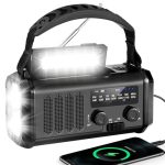 Beste opwindbare radio YIAKNWEN Noodradio 20000mAh Zonne-Dynamo AM/FM LED SOS Kompas Zwart