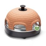 Emerio Pizzaoven, PIZZARETTE het origineel, 1 handgemaakte terracotta kleikap, gepatenteerd design, voor mini-pizza, echt familieplezier voor 6 personen, terracotta oranje/zwart, PO-115984