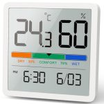 Noklead Digitale thermo-hygrometer, draagbare thermometer, hygrometer, voor binnen, met hoge nauwkeurigheid, temperatuur- en vochtigheidsmeter voor binnenklimaatbeheersing van ruimtes (Wit)