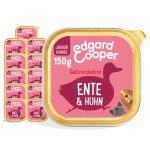 Beste vers vlees puppy Edgard & Cooper natvoer voor puppy's, eend en kip, 150 g x 11 cm, graanvrij, natuurlijke ingrediënten en vers vlees, vol essentiële aminozuren