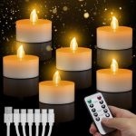 Beste oplaadbare waxinelichtjes daphomeu Led-theelichtjes, oplaadbaar, vlamloze kaarsen, warmgeel