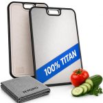 NYGRO Titanium snijplank, antibacterieel, nikkelvrij, hygiënisch, antislip, 100% titanium, mesvriendelijk, grote keukenplank met multifunctionele doek, alleen voor e-commerce, zwart