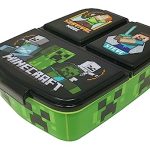 Theonoi Kinderlunchbox, lunchbox, sandwichbox, lunchbox voor kinderen met vakken, broodtrommel met onderverdeling voor kleuterschool, kinderbroodtrommel van kunststof, BPA-vrij, Minecraft