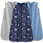 Unnivoll Baby Slaapzak 0,5 TOG 6-12 Maanden Zomer Slaapzak 3 Pack 100% Katoen Baby Slaapzak Draagbare Deken voor Pasgeboren Baby Grijs Blauw Planeet