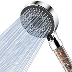 Magichome Waterbesparende Douchekop, Handdouche Filter Mineraalstenen en 5 Straalsoorten, Waterbesparende en Drukverhogende Douchekop met 3-laagse Filtratie en extra stenen